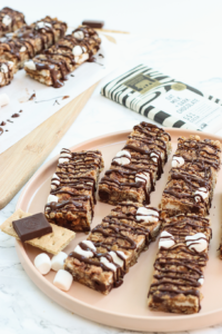 plate of smores granola bars featuring endangered species chocolate and marshmallows