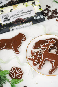 Close up of Chocolate Gingerbread Cookie cut-outs of animals